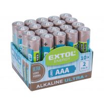 Baterie alkalické EXTOL ENERGY ULTRA +, 20ks, 1,5V AAA (LR03), EXTOL LIGHT