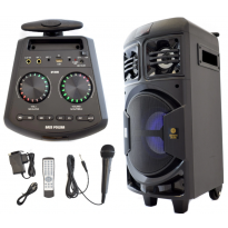 Bluetooth reproduktor 120W s rádiem, LED podsvícením a funkcí karaoke BASS, dárek LCD USB disco světlo