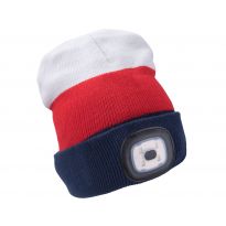 Čepice s čelovkou 45lm, nabíjecí, USB, bílá/červená/modrá, univerzální velikost EXTOL LIGHT