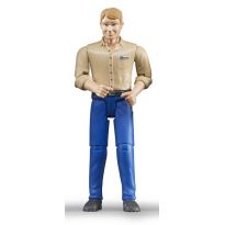 Figurka - Muž (světlá pleť), modré kalhoty a světlá košile 60006 BRUDER