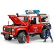 Hasičský Land Rover Defender + hasič a maják 02596 BRUDER