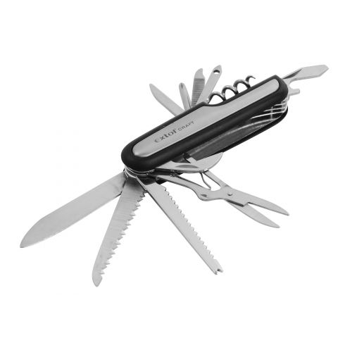 Nůž kapesní zavírací 11dílný, nerez, 90mm, délka zavřeného nože 90mm, multifunkční nůž s 11 čepelemi pro různé