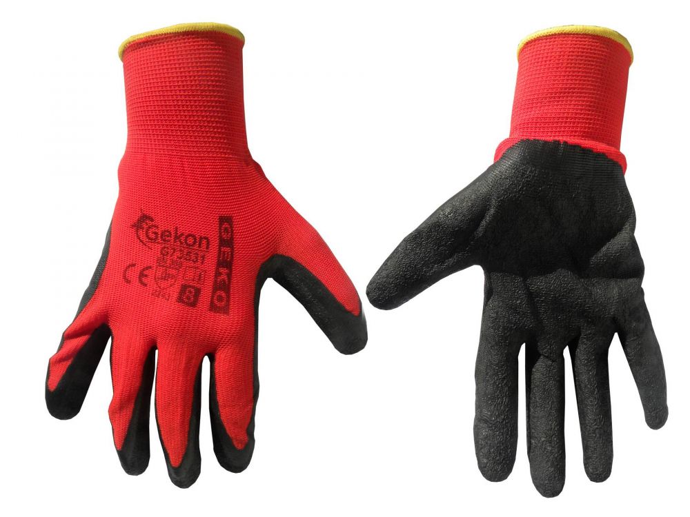 Pracovní rukavice velikost 9", červeno-černé GEKO 0.65 Kg HOBY Sklad3 G73532